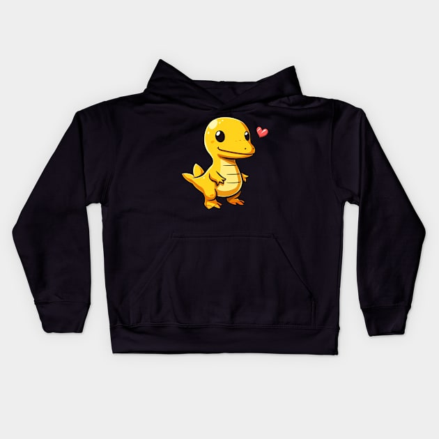 Cute Dino Valentine with Love Kids Hoodie by Suga Collection